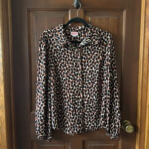 Kate Spade Black and Brown Polka Dot Blouse